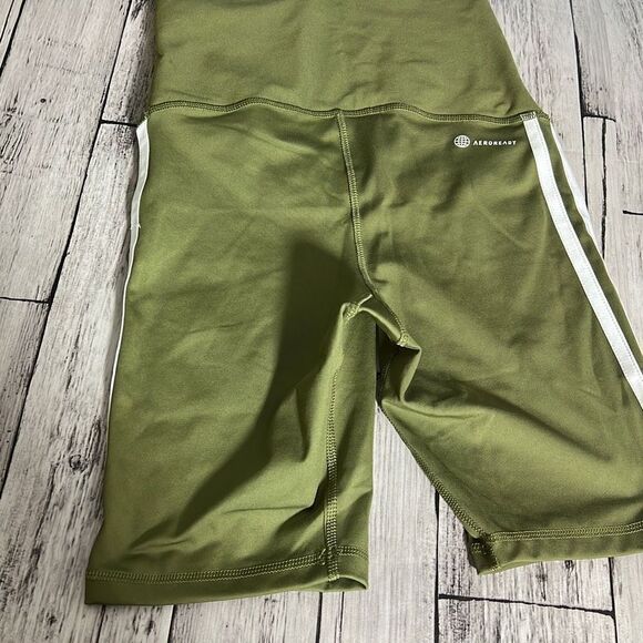 Adidas Aeroready Women's Athletic High Waist Green Yoga Shorts Size XS NWT - Picture 4 of 6